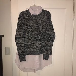 Mock button up layered sweater